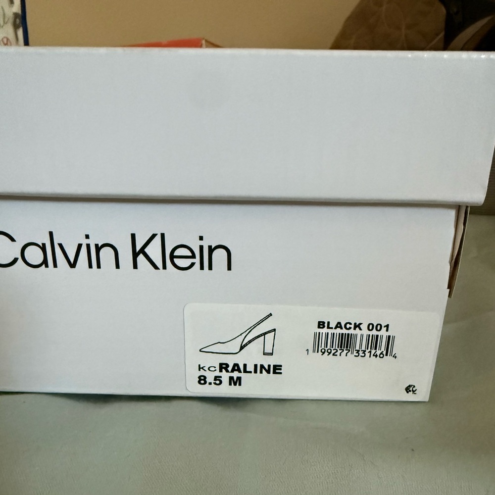 NIB CALVIN KLEIN Black Patent Slingback Block Heel Pumps - Women Shoes Size 8.5 - Picture 8 of 8